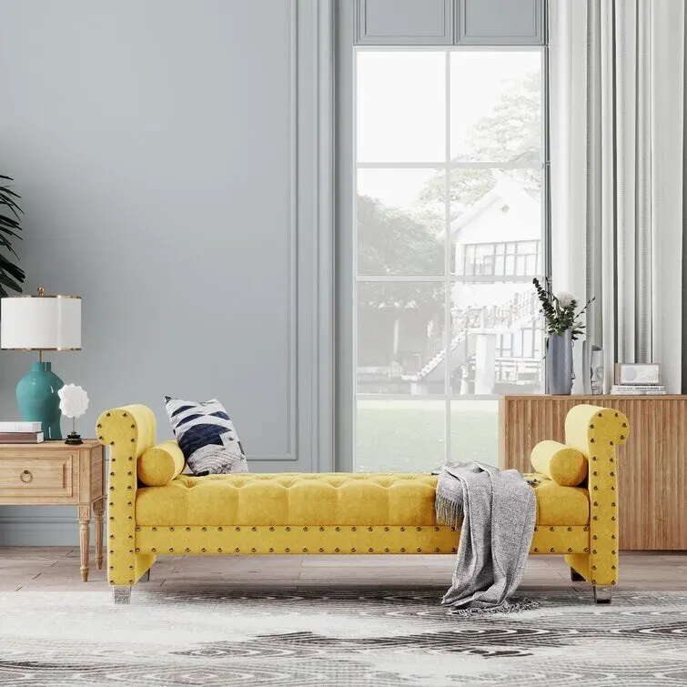 Velvet Upholstered Bench 72 - 71.0 In. W X 28.0 In. H X 29.0 In. D