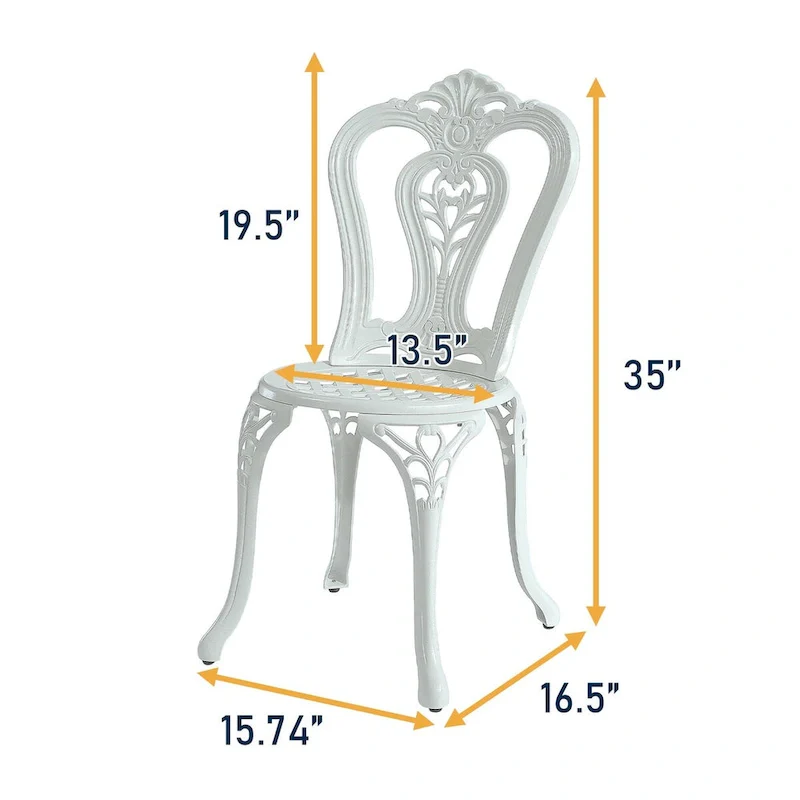 Set of 2 Cast Aluminum Bistro Chairs