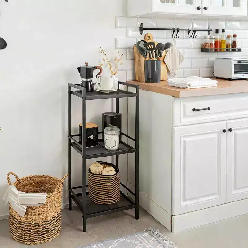 Black & White Freestanding Ladder Shelf, 3/4-Tier Storage Organizer