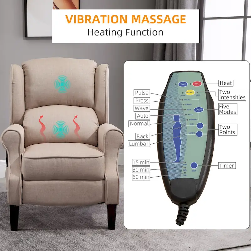 Heated Massage Recliner Chair with Lumbar Heating & Remote Controller