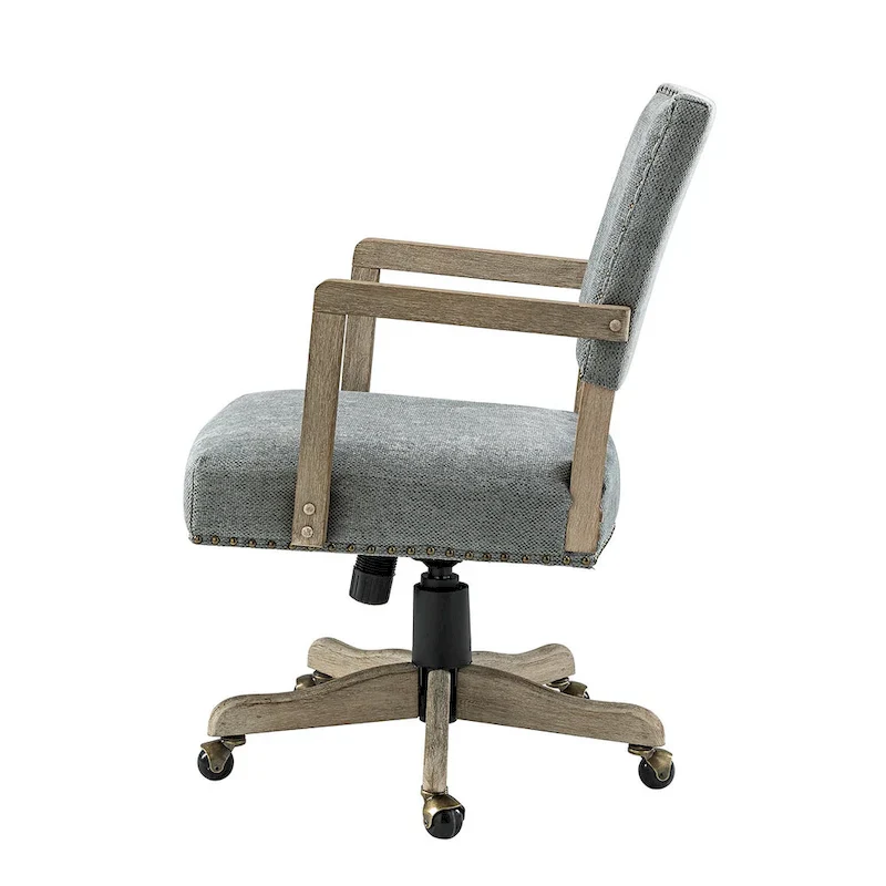 Mid-Back Swivel Height-Adjustable Task Chair with Nailhead Trim