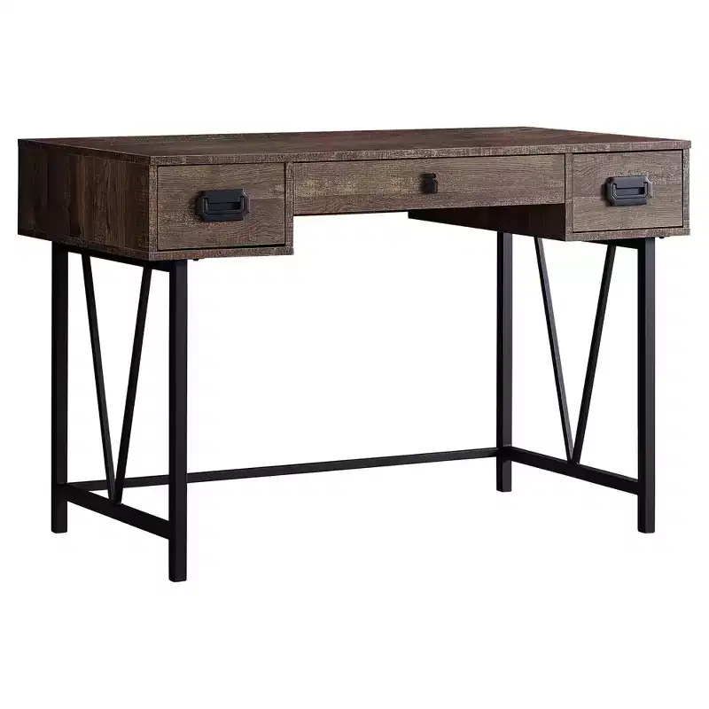 Laptop Table with Drawers-Industrial Style-Metal Legs Computer Desk Home & Office, 48 L, Brown Reclaimed Wood Look