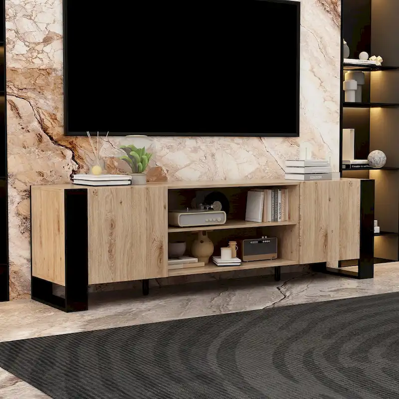 Luxurious TV Stand & Fireplace Combo Integrated LED Fireplace Features