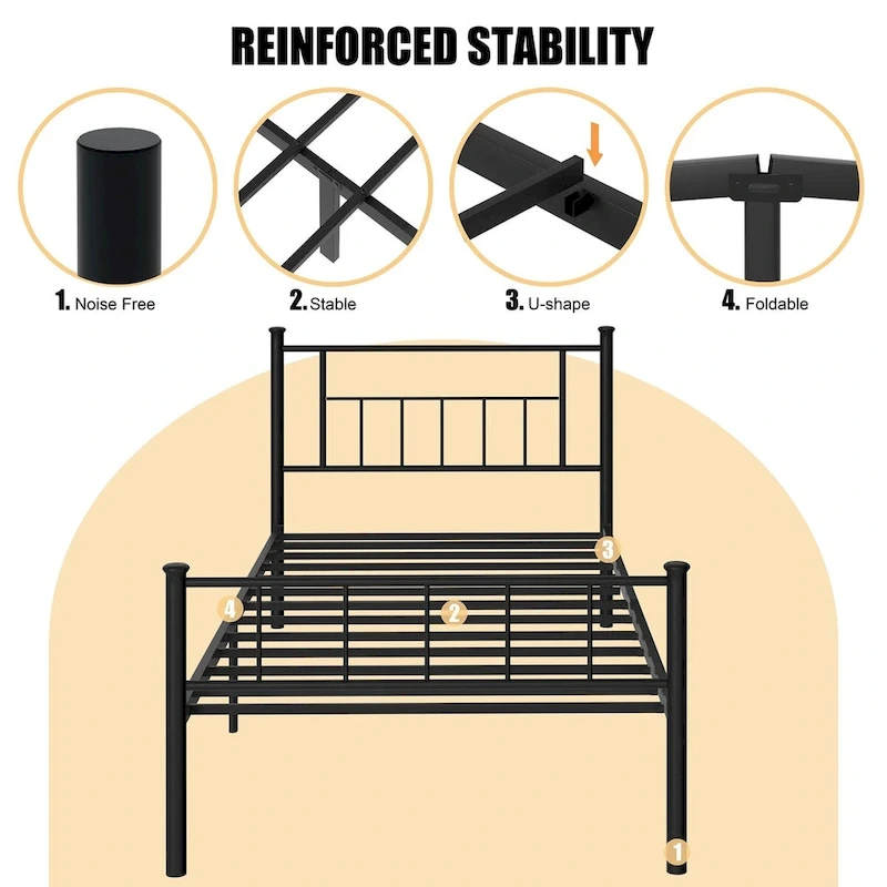 Futzca Bed Frame with Headboard and Footboard