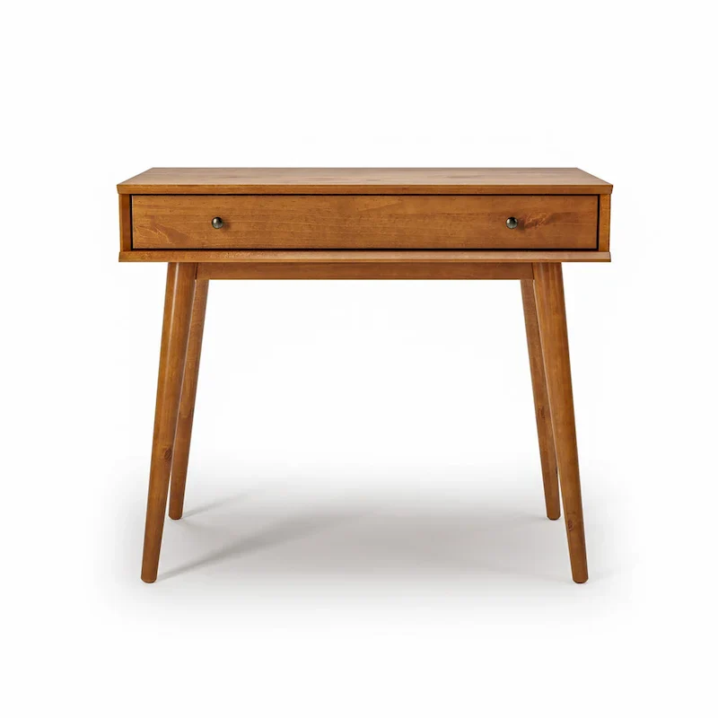 Mid-Century Solid Wood Desk with Drawer