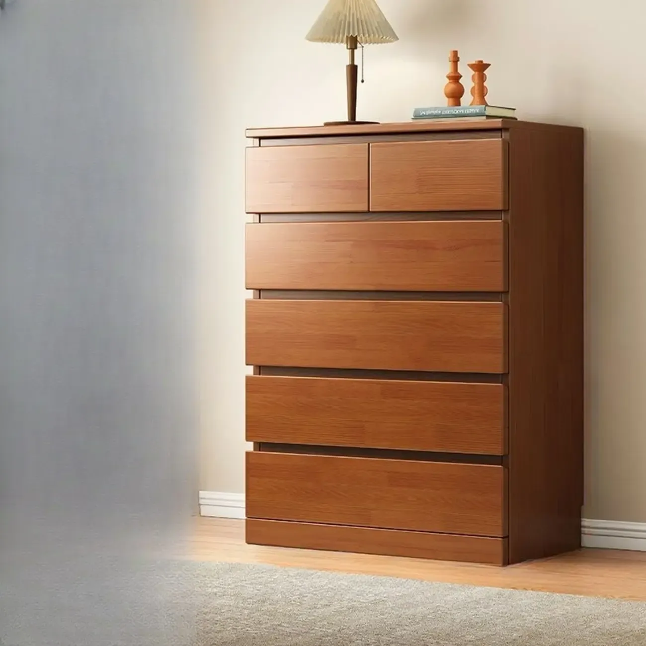 Modern Natural Wood Gloss Surface Dresser with 8-Drawers