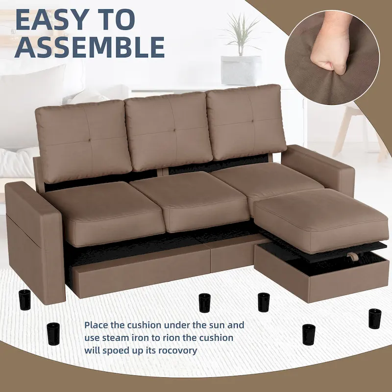 L-Shaped Sectional Sofa (With Interchangeable Chaise)