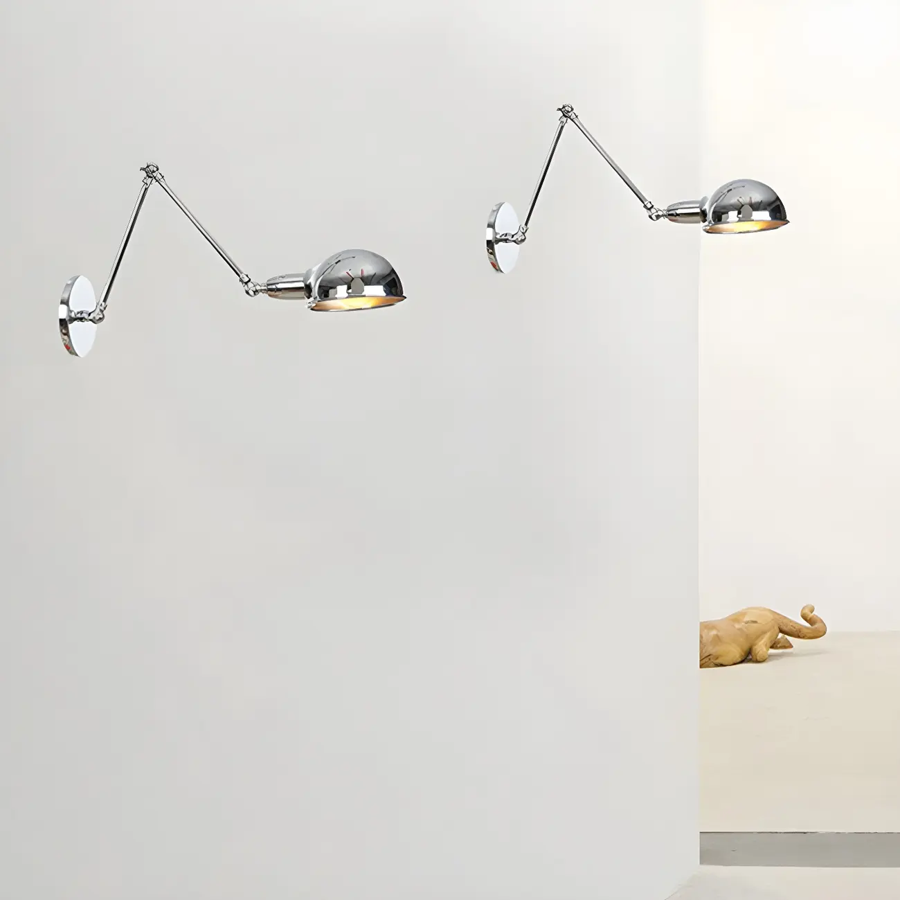 Metal Glossy Dome Swing Arm Wall Light