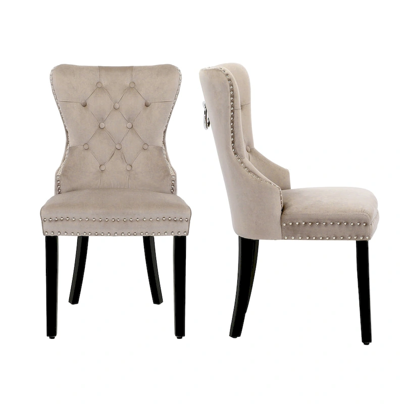 Grandview Tufted Upholstered Dining Chair (Set of 2) with Nailhead Trim and Ring Pull