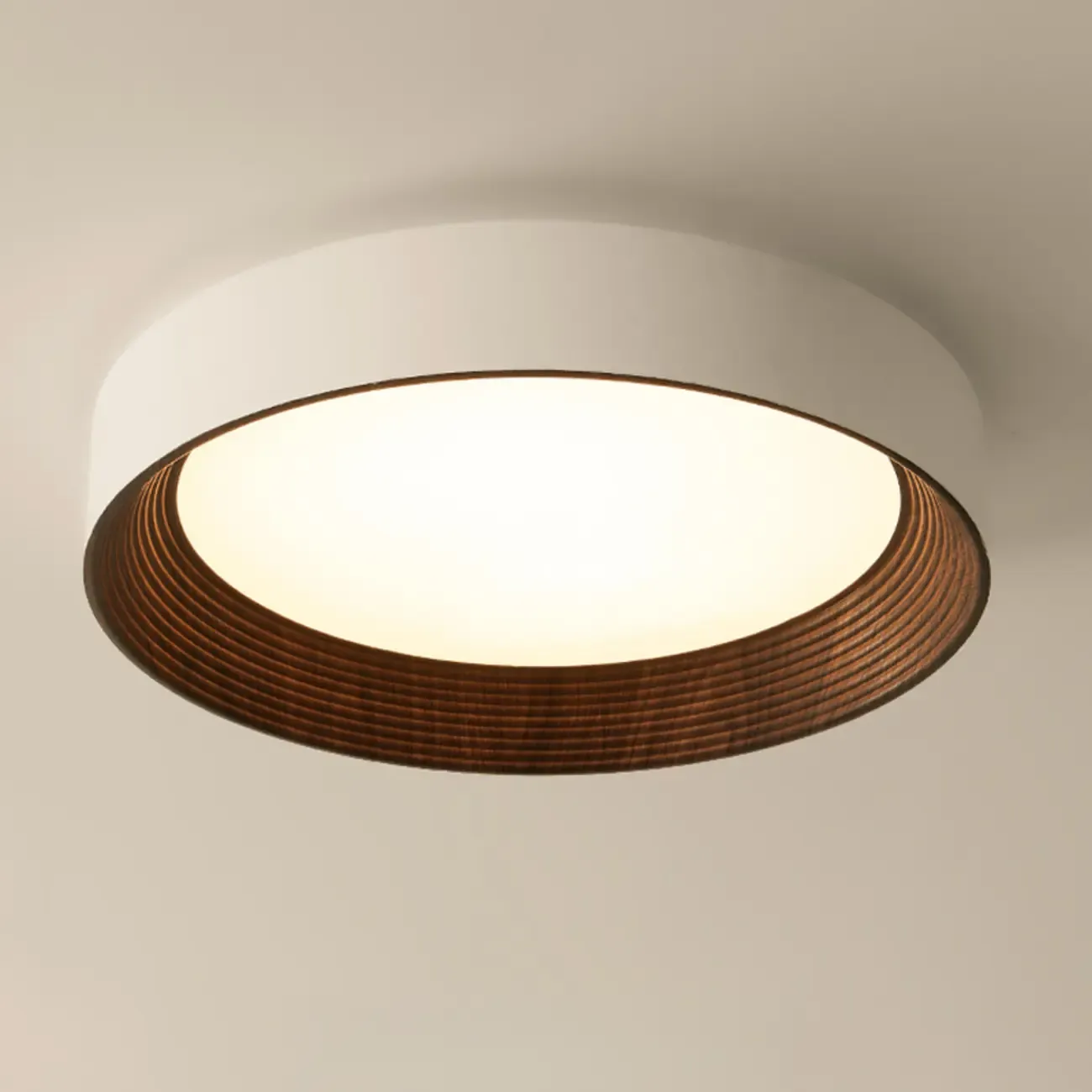 Walnut Round Flush Mount Ceiling Light