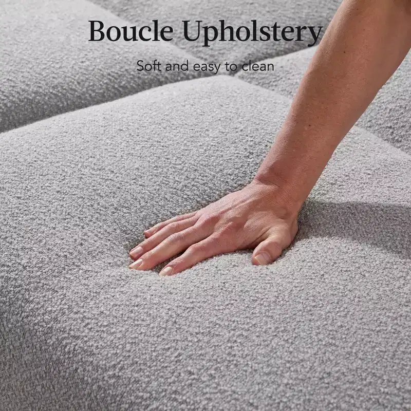 Best Choice Products Curved Convertible Futon, Boucle Fabric Split-Back Sleeper Bed