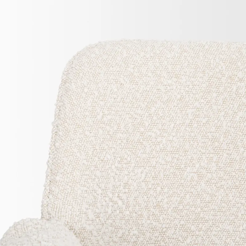 Dining Chair w/ Cream Boucle Fabric & Matte Black Metal Legs