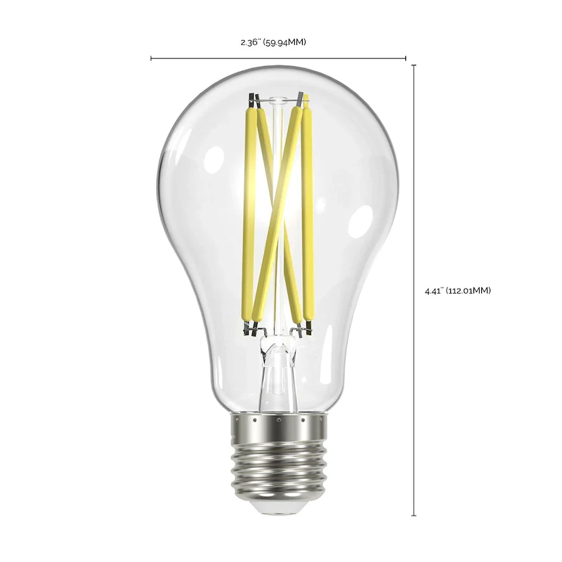 12.5 Watt A19 LED 100 Watt Replacement Clear Medium base 2700K 120 Volt 4-Pack