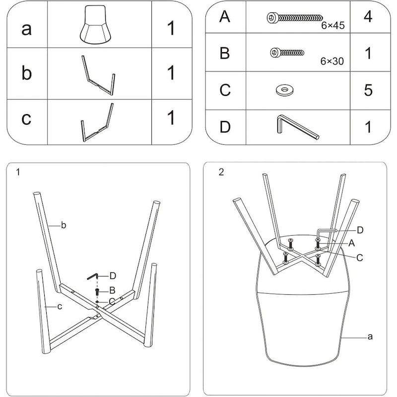 CangLong Mid Century Dining Chairs with Soft PU Leather Cushion Seat&Metal Legs,Set of 2,Black