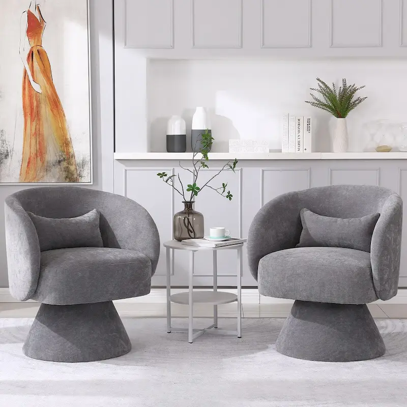 Upholstered Swivel Armchair (Set of 2)