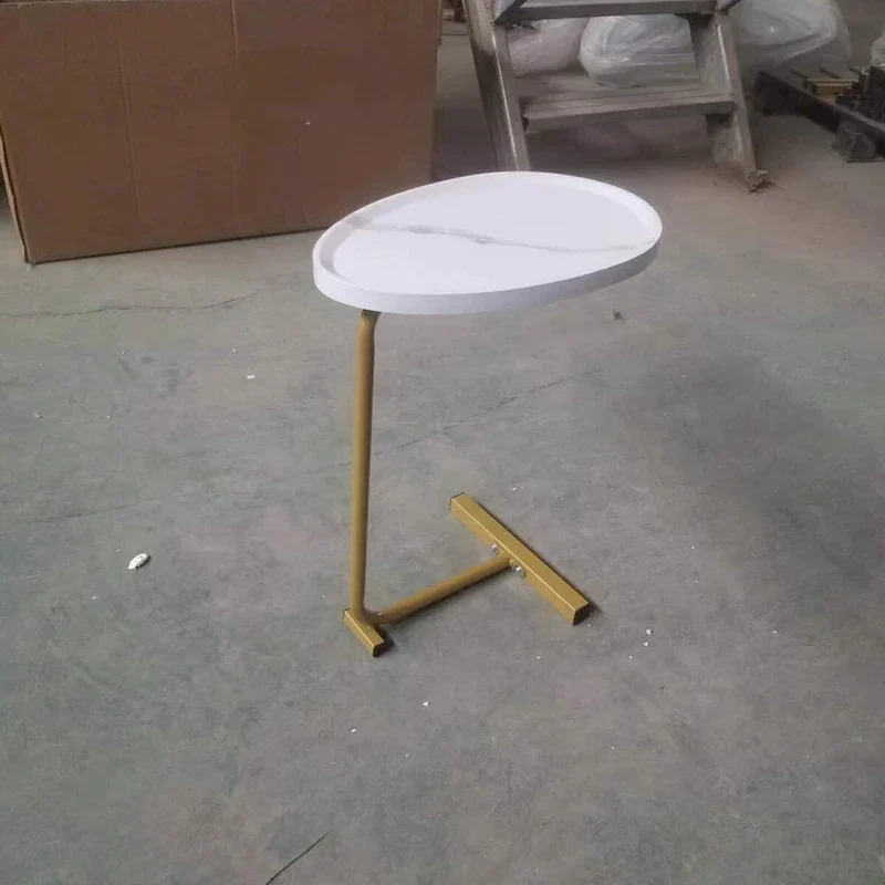 C-Shaped Side Table with Metal Frame, Set of 2 – White
