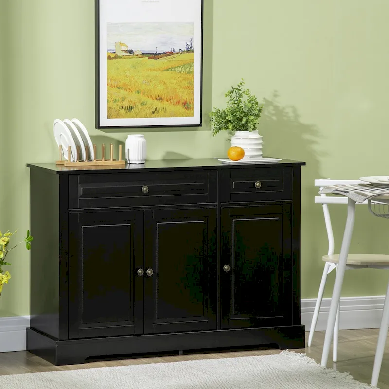 Sideboard Buffet Cabinet, Modern Kitchen Cabinet with 2 Drawers and Adjustable Shelves, Coffee Bar Cabinet