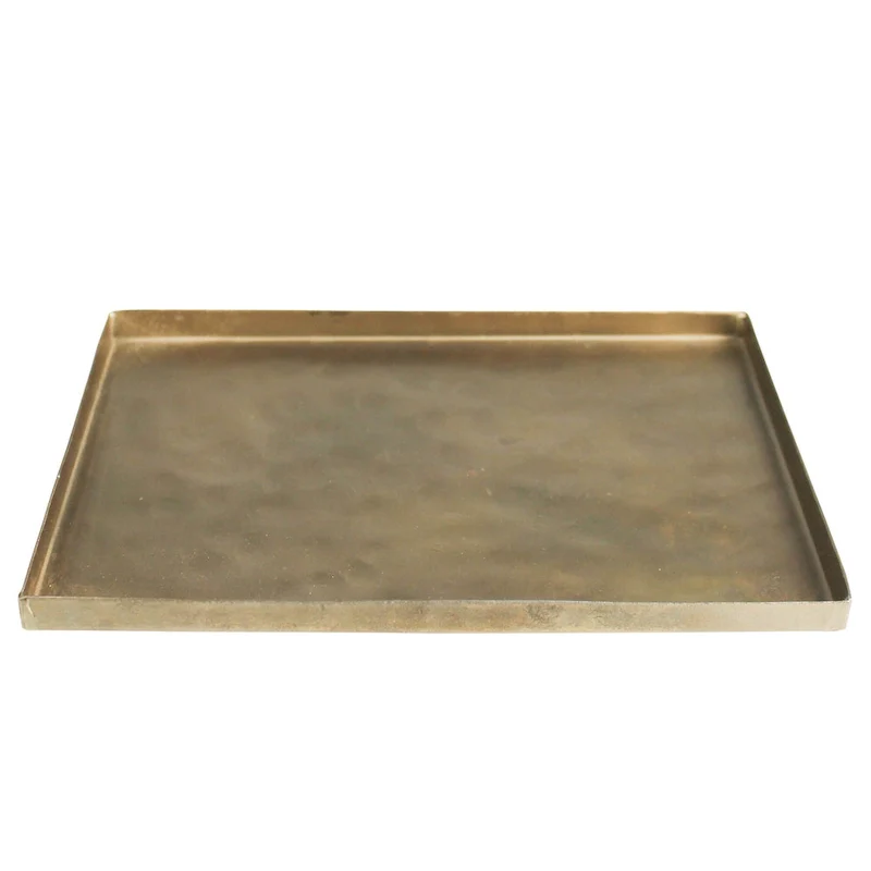 HomeRoots 8  Gold Metal Handmade Serving Tray - 6 W x 8.25 D x 0.5 H