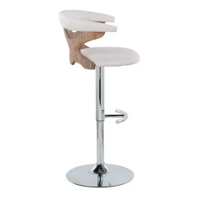 LumiSource Set of 2 Gardenia Adjustable Barstools Chrome Fabric