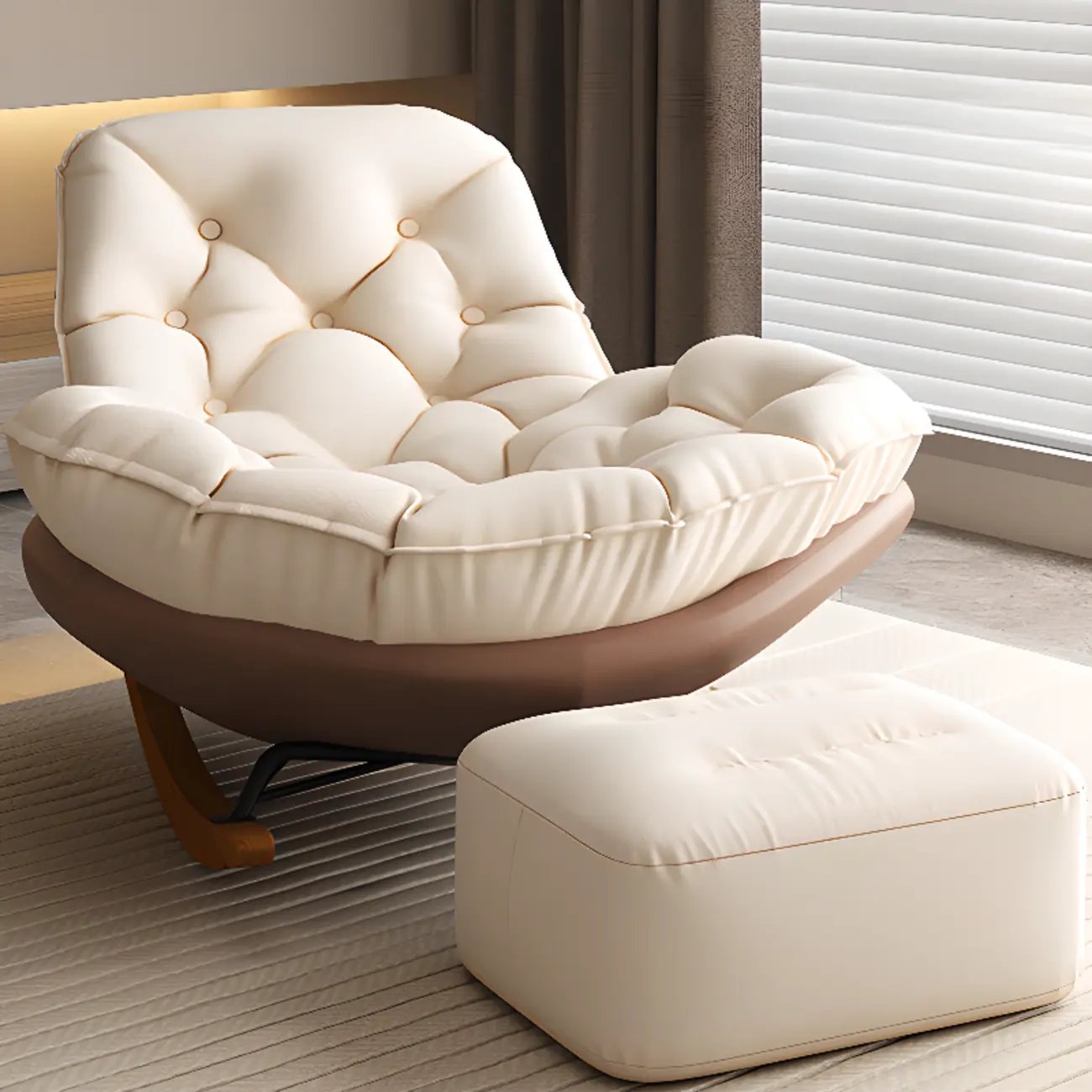 Scandinavian Upholstered Rocking Chair with Optional Ottoman