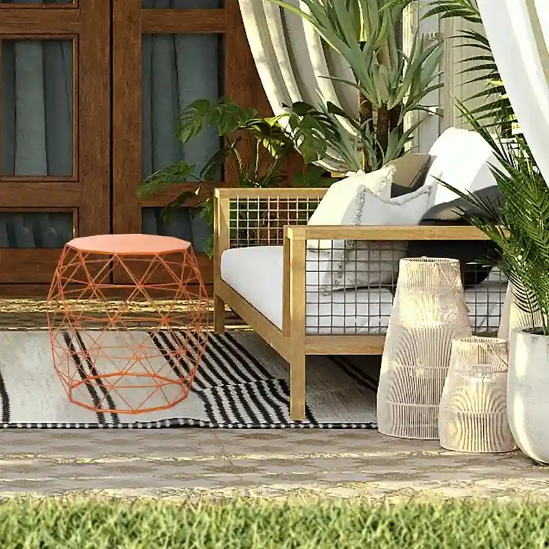 Adeco Accents Geometric Iron Side Table