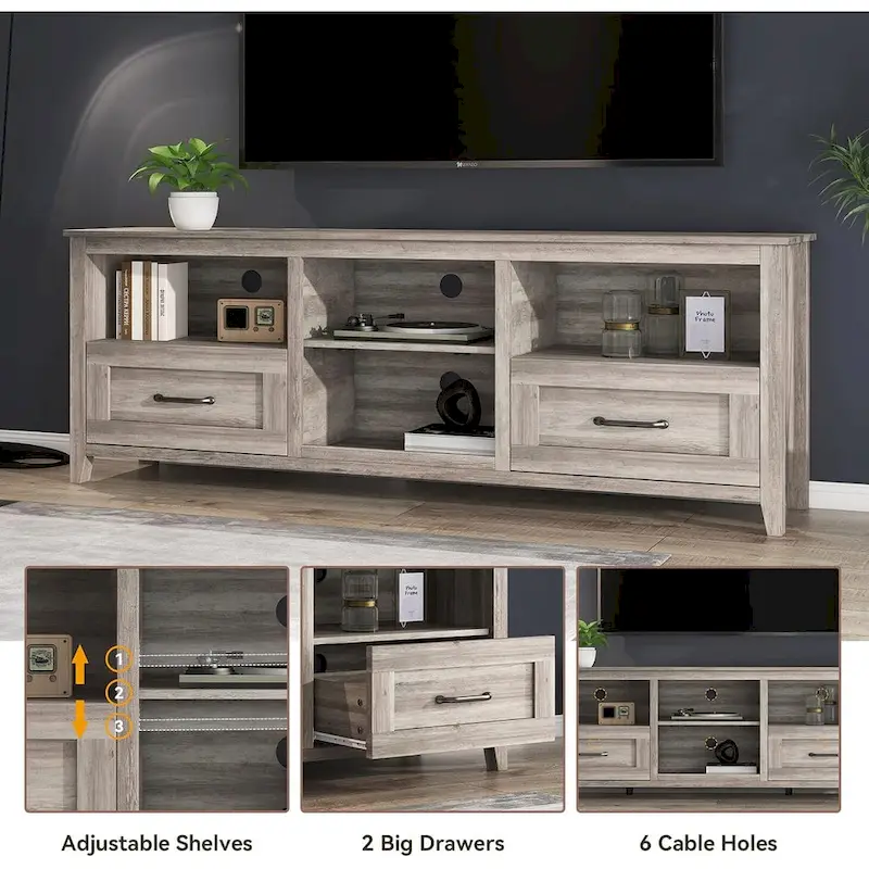 WESOME 70 Fireplace TV Stand Entertainment Center with 18 Electric Fireplace