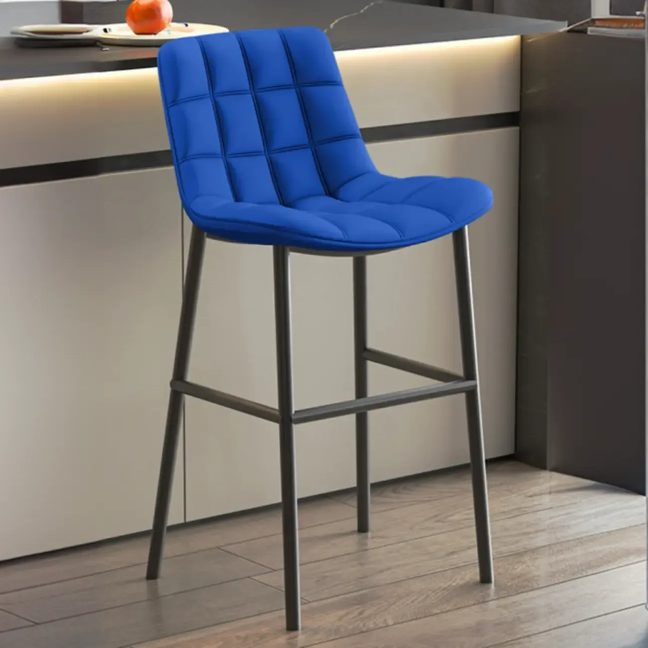 Concave Modern Low Back Leather Counter Bar Stools