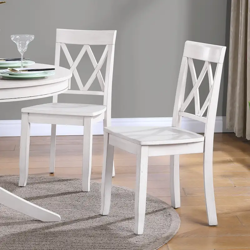 Antique Cross Back Wood Double X-Back Dining Chairs