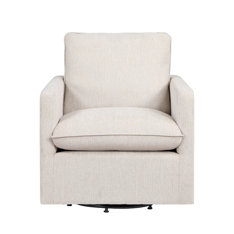 Kamile Transitional Linen Cushion Back Swivel Armchair by Furniture of America