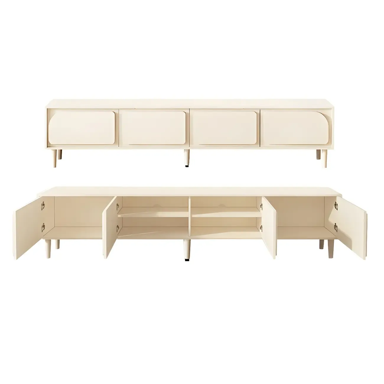 79 White Modern Wood Cable Management TV Stand with Legs