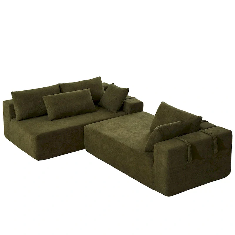 108 Chenille Modular L-Shaped Sectional Sofa with 6 Pillows, Reversible Chaise