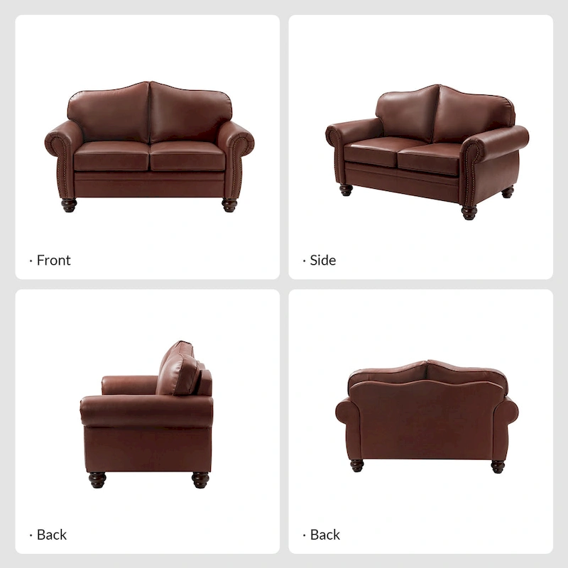 Angel Transitional Genuine Leather Sofa With Tufted Back by HULALA HOME