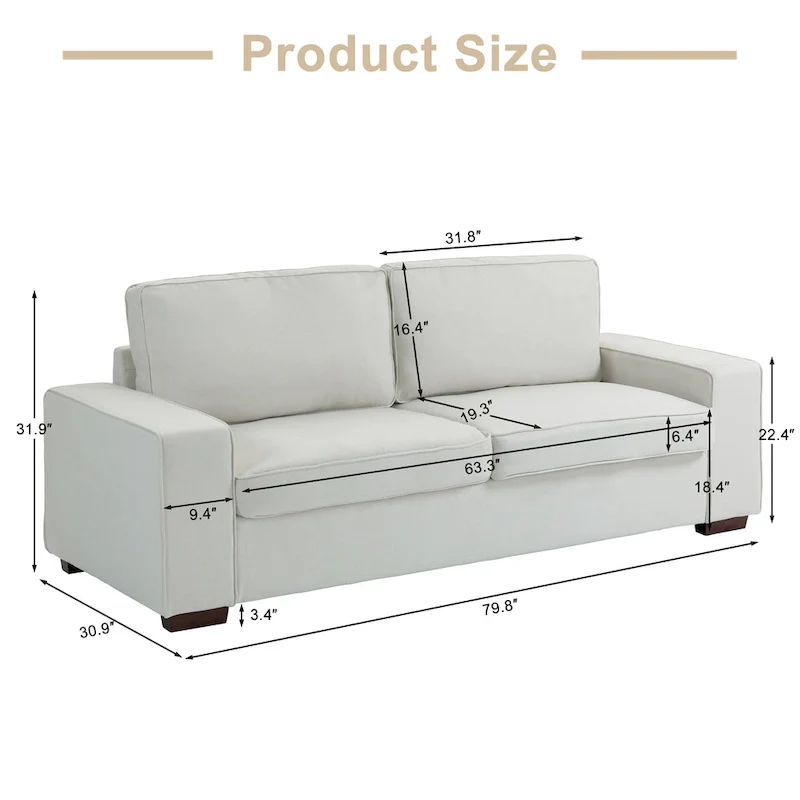 80 Modern Loveseat Couch 3 Seater Sofa