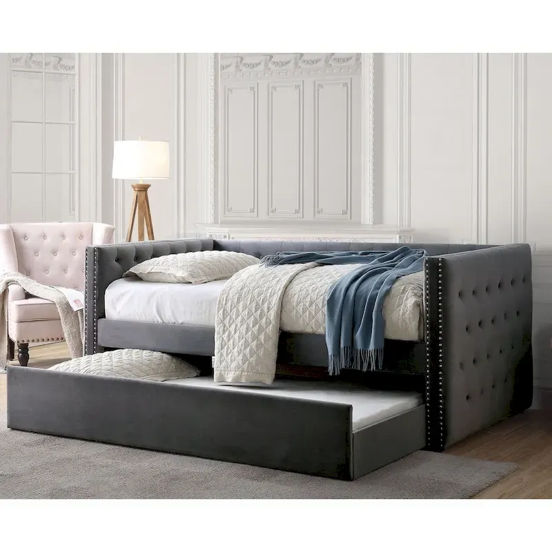 Mokatsi Glam Tufted 2-Piece Daybed with Trundle Set