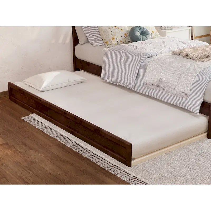 Roslyn Platform Bed with Modern Panel Footboard and Twin XL Trundle