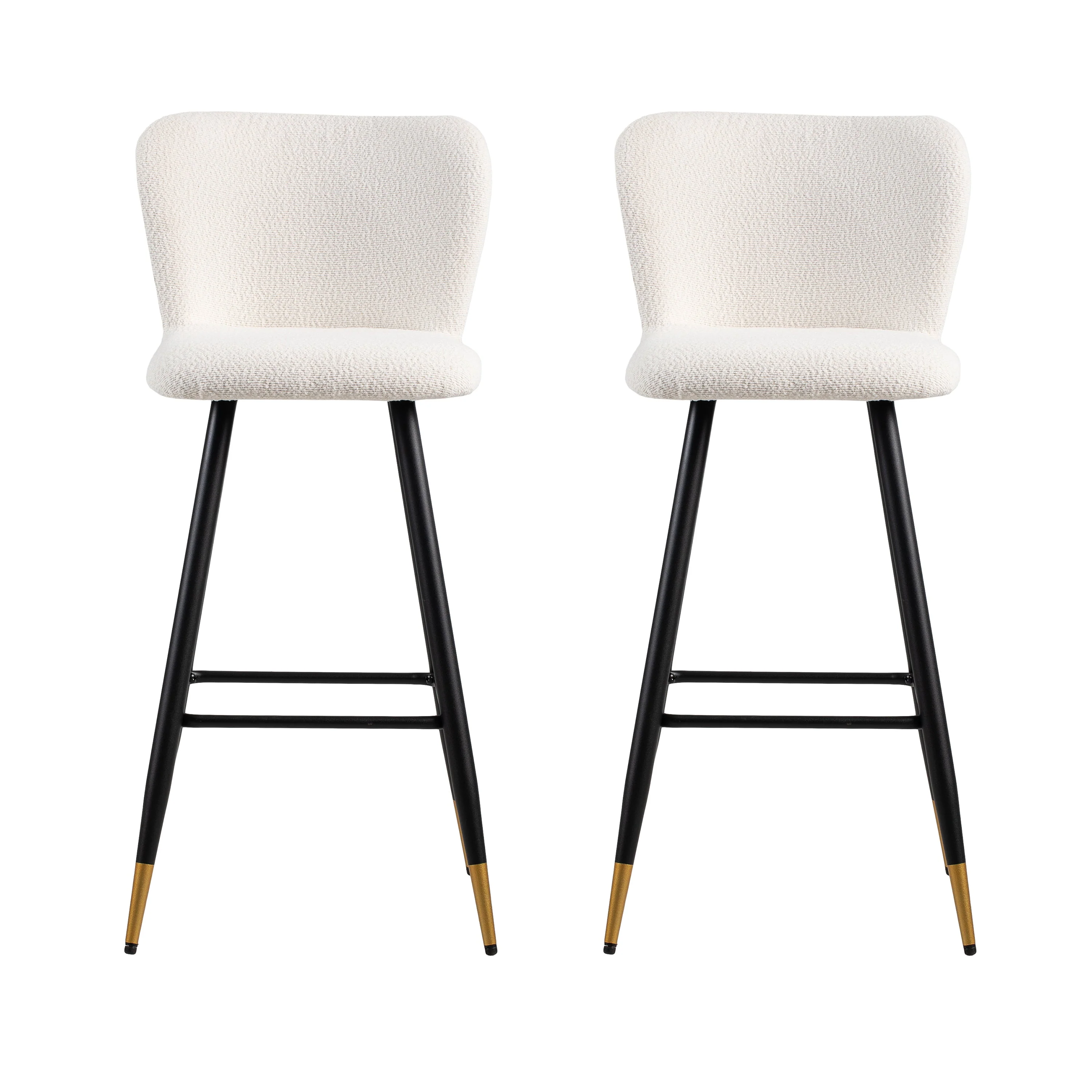 Modern Beige Upholstery Fabric Bar Stools with Footrest