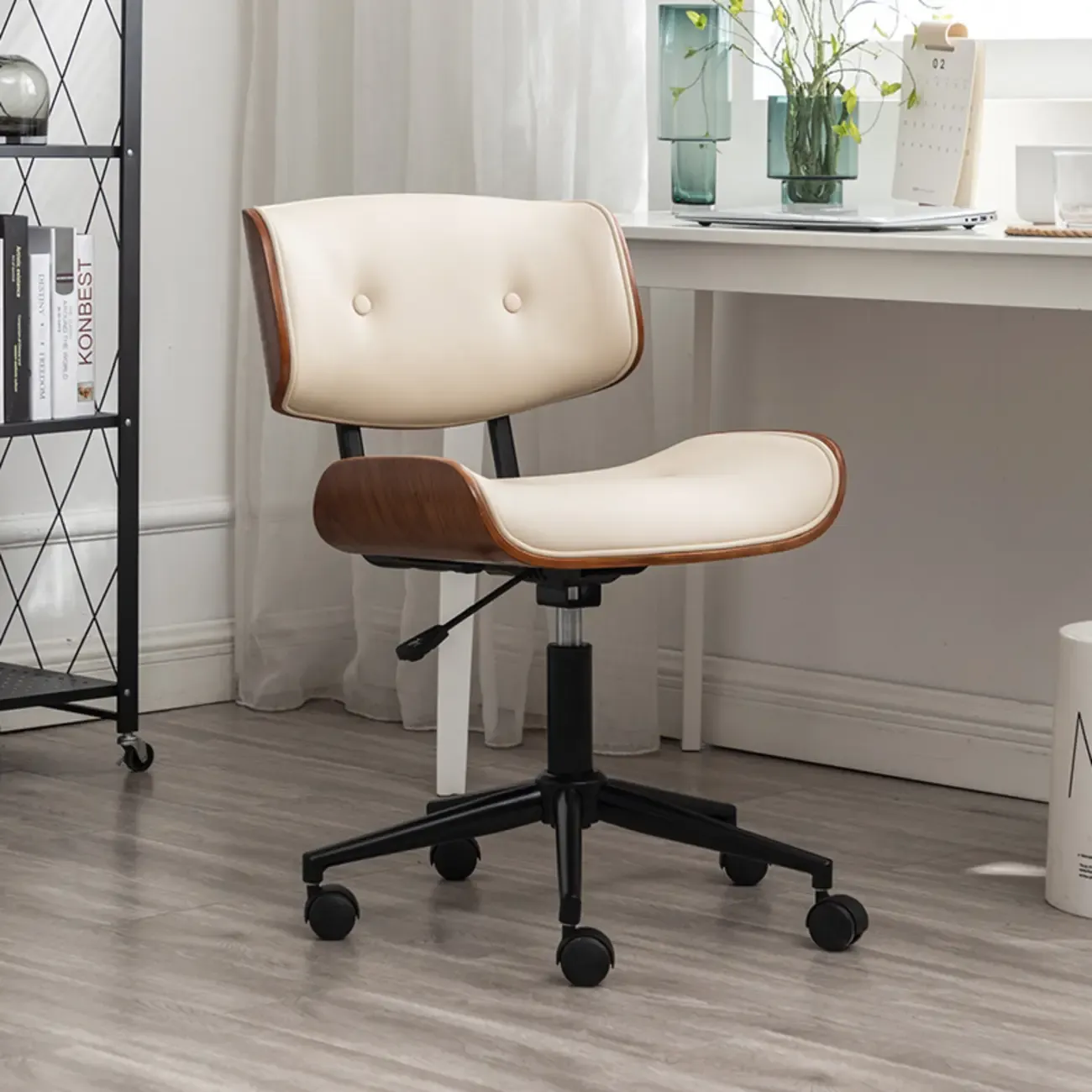 Black Adjustable Leather Swivel Ergonomic Office Chair