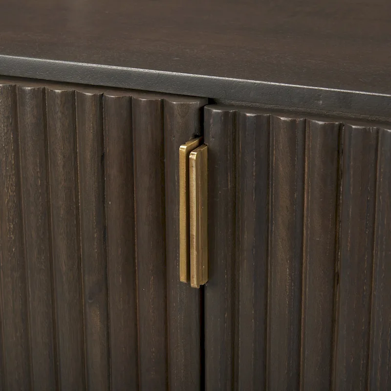 Dark Brown Solid Wood Fluted Sideboard - 72.0L x 18.5W x 32.0H