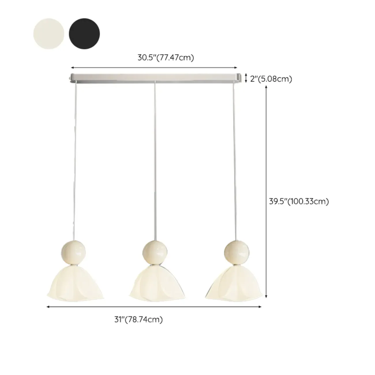 3-Light Modern Chrome Plastic Island Pendant Light