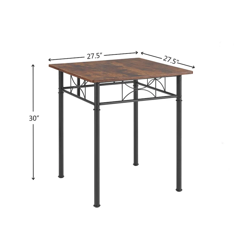 3 Piece Kitchen Dining and Patio Set Table Set Retro Brown chair - Chair:15.6 L * 15.1 W * 33.8 H