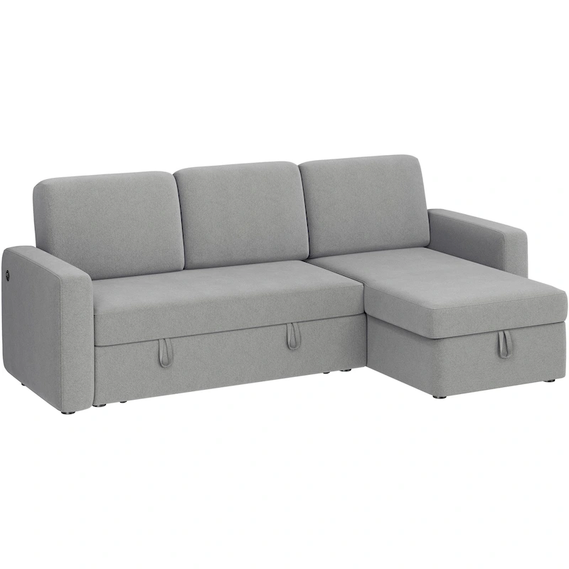 Yaheetech L-Shaped Reversible Sectional Sofa with Pull Out Bed & Storage - 83x 57.5x33