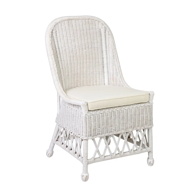 Natural Woven Rattan Dining Chair with Cushion