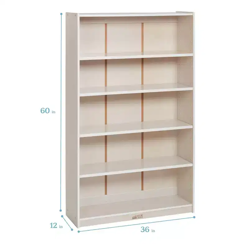 ECR4Kids Wooden Classic Bookcase with Adjustable Shelves, 60in, Classroom Bookshelf