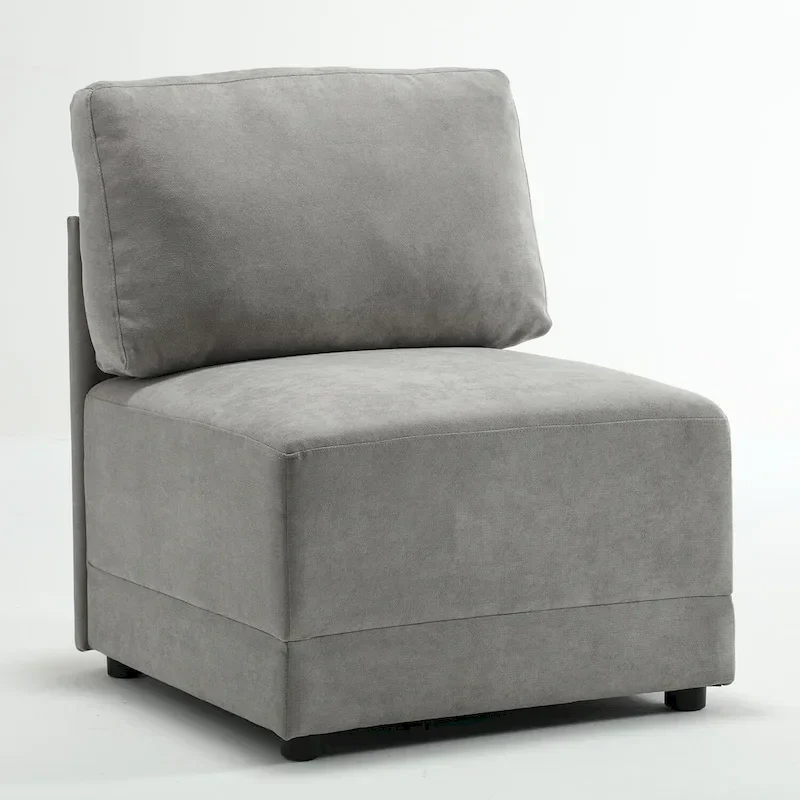 Modern Modular 3 Piece Reversible Sectional Linen Sofa Couch Optional in Free Combination