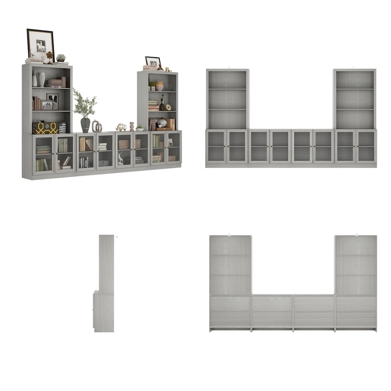 Home Media Center Sleek Design with Ample Shelving and Glass Accents