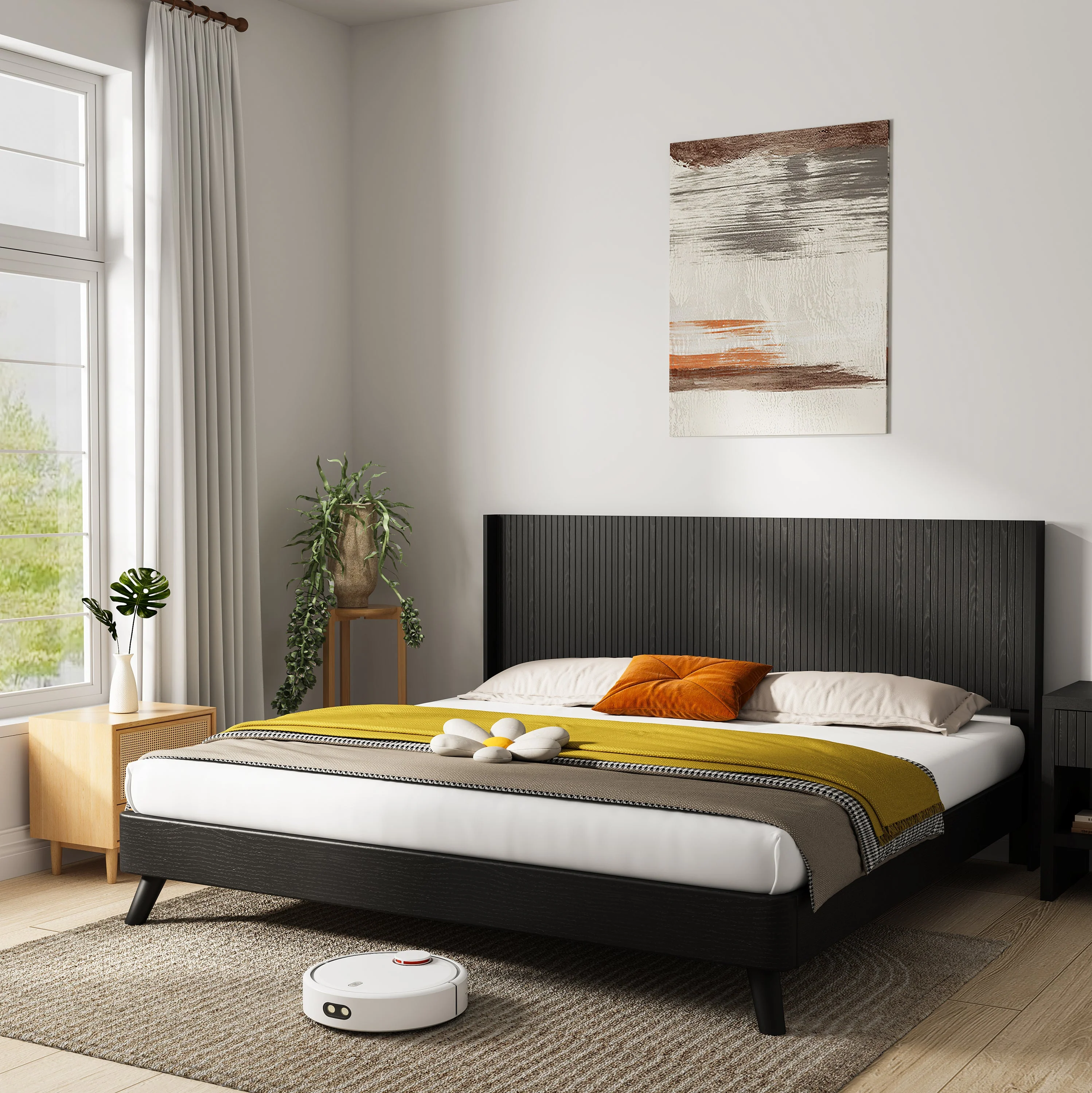 Walker Edison | Fluted Design Modern Farmhouse King Headboard Only