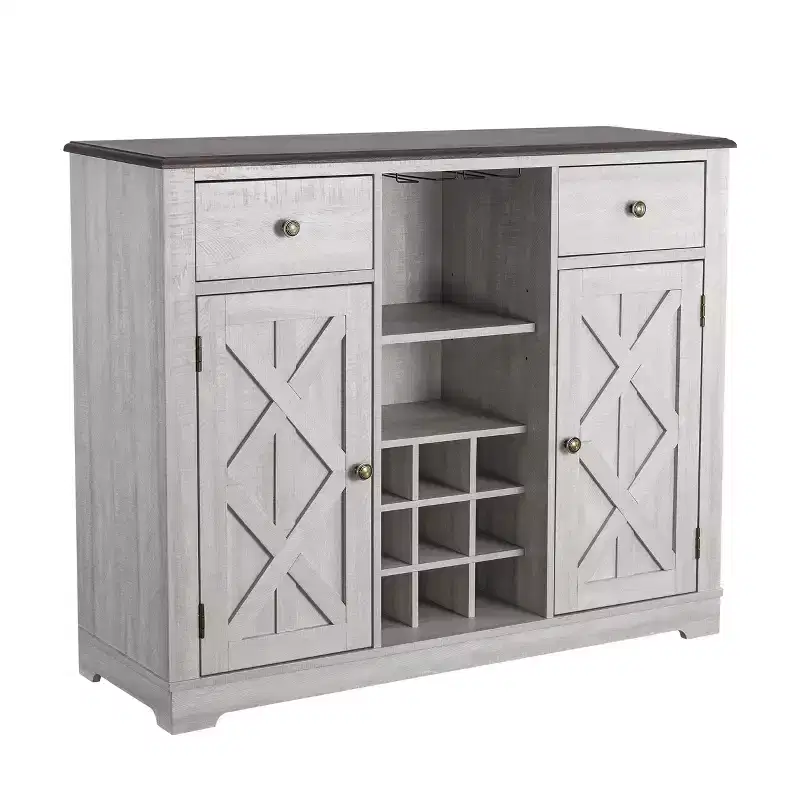 47" Wood Bar Cabinet with Brushed Nickel Knobs - Home Essentials