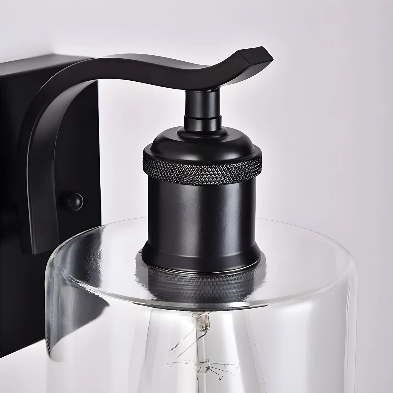 1-Light Modern Metal Cylinder Glass Bathroom Vanity Light