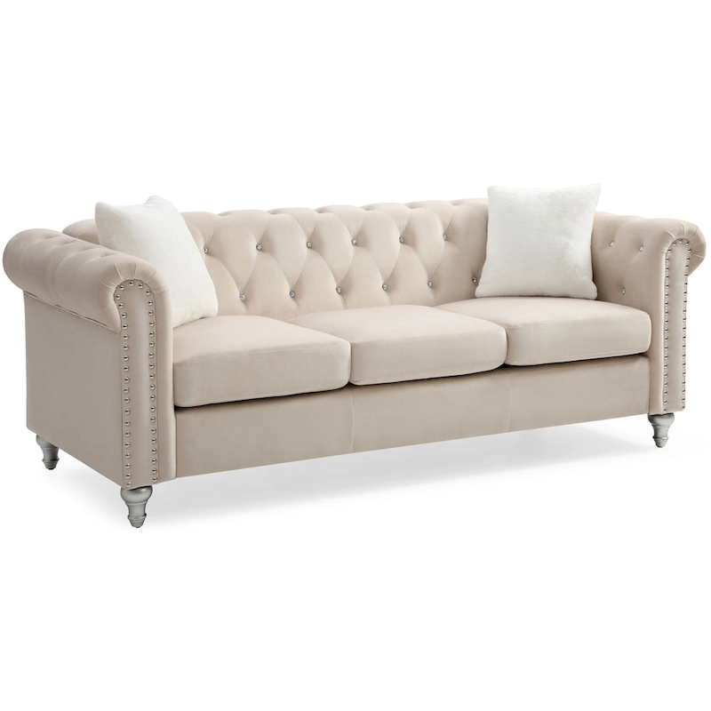 Raisa Microsuede Velvet Tufted Sofa