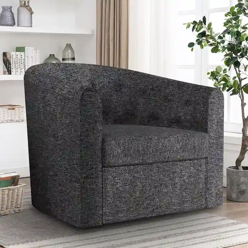 Swivel Cuddle Fabric Accent Chair with Button-Tufting